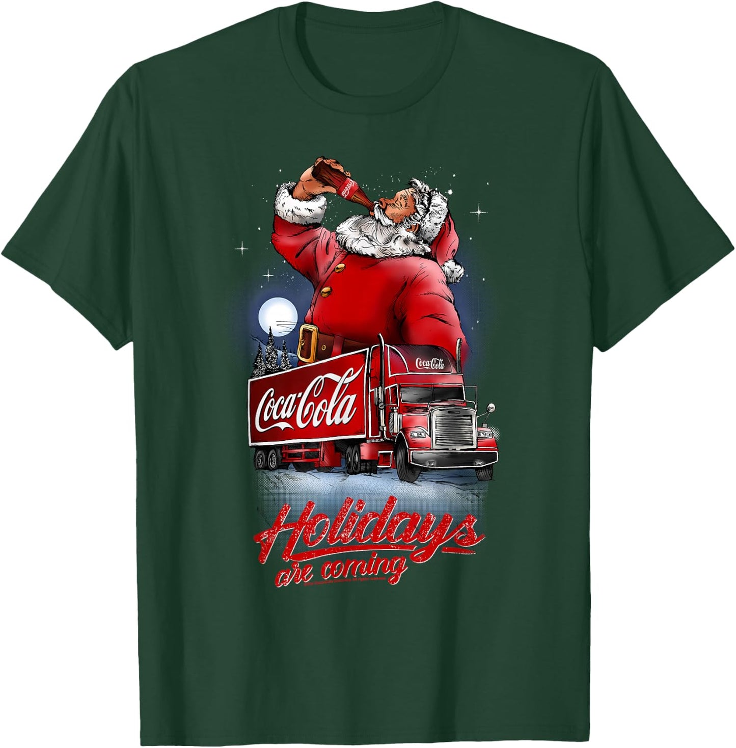 Coca Cola Santa And Truck Holidays Are Coming T-Shirt - T-Shirt | Forest