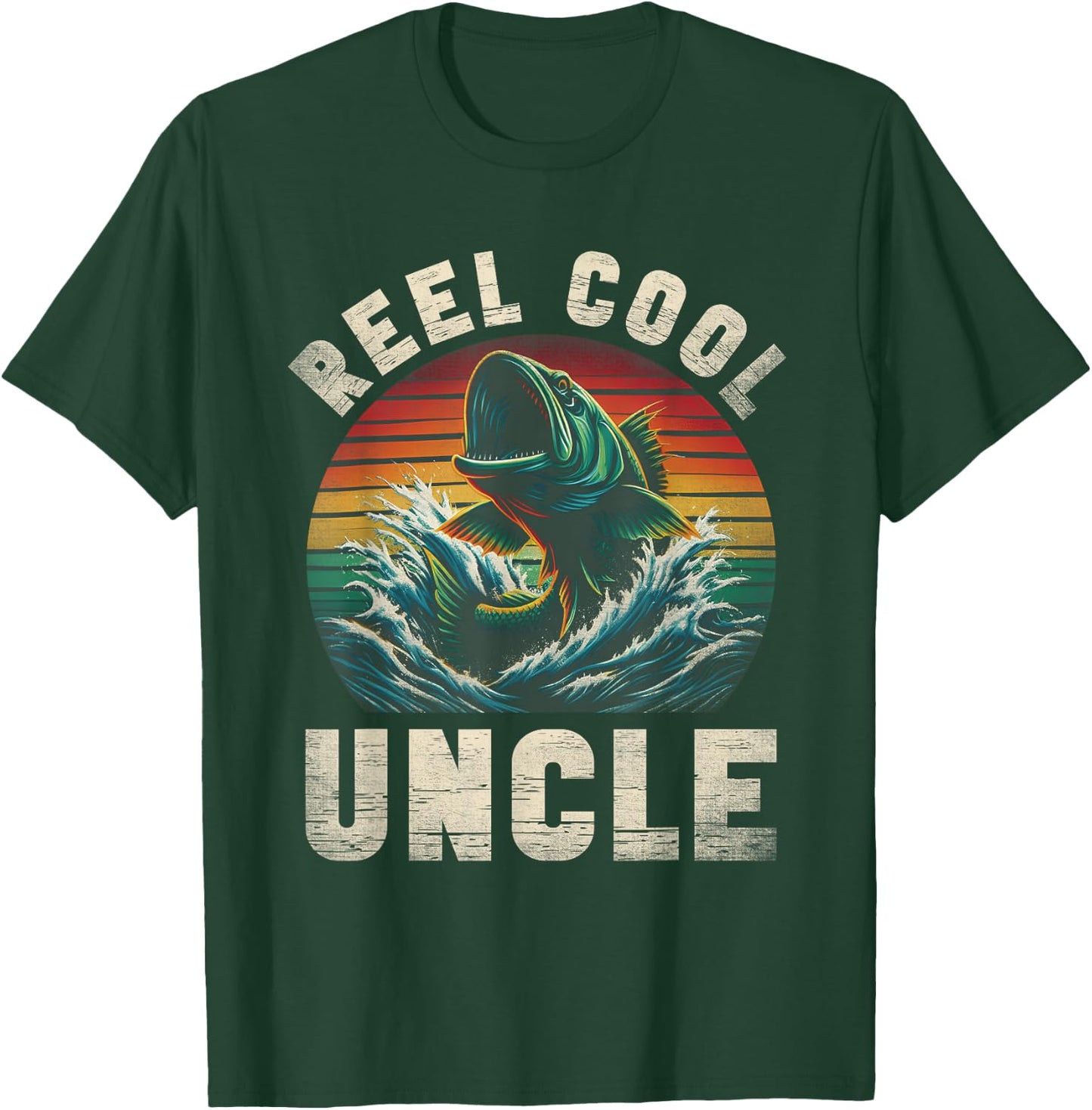 Reel Cool Uncle Fishing Uncle Father's Day Fisherman Fish T-Shirt - T-Shirt | Forest