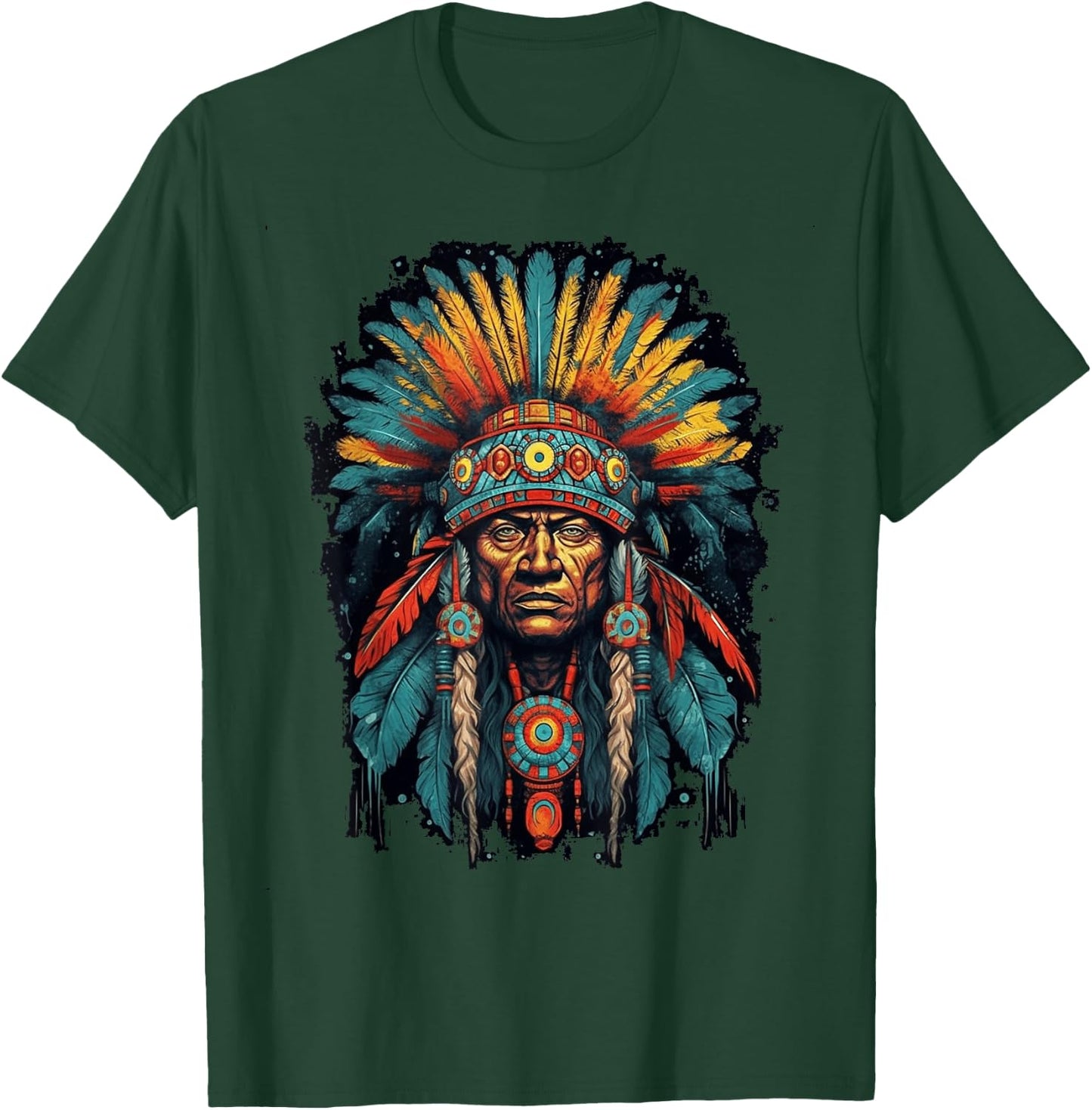 Native American Indian Headdress Traditional Art Men Women T-Shirt - T-Shirt | Forest