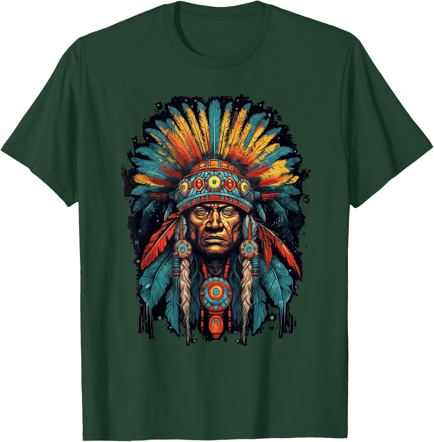 Native American Indian Headdress Traditional Art Men Women T-Shirt - T-Shirt | Forest