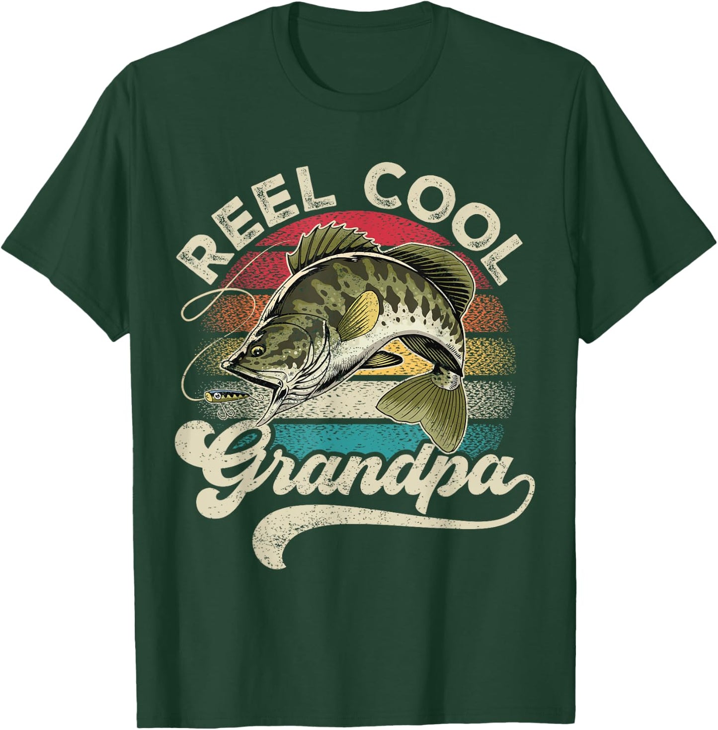 Reel Cool Grandpa Fishing Vintage Retro Father's Day Men Dad T-Shirt - T-Shirt | Forest
