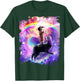 Laser Galaxy Space Cat on Rainbow Llama Unicorn T-Shirt - T-Shirt | Forest