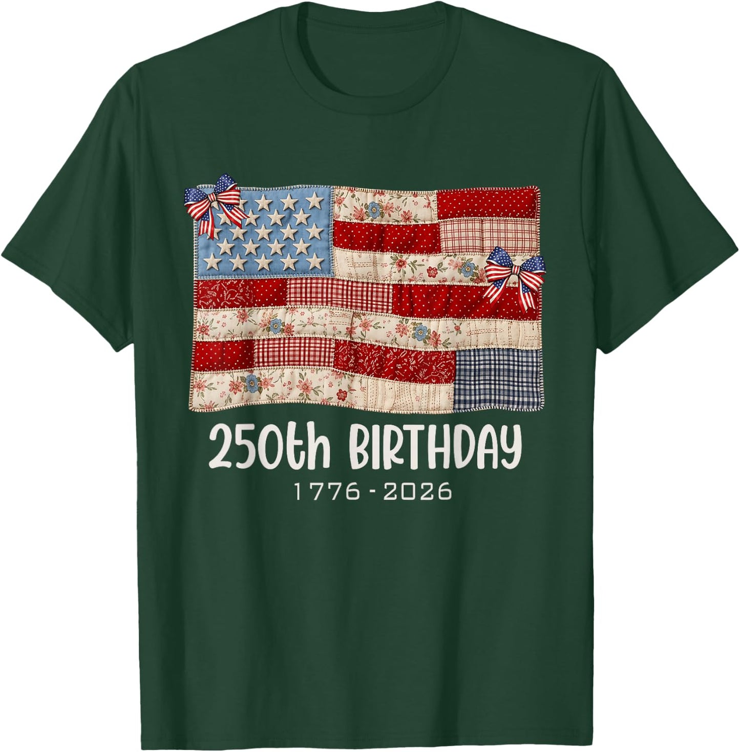 250th Birthday Patchwork Vintage Americana Quilt Mom Grandma T-Shirt - T-Shirt | Forest