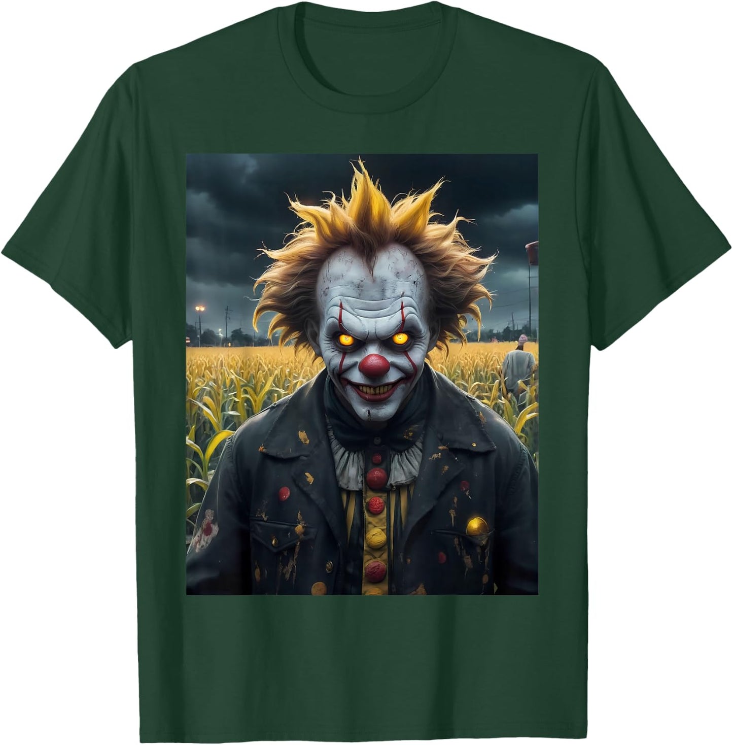 Evil Clown a Corn Field Monster Dark Horror Scary Spooky T-Shirt - T-Shirt | Forest