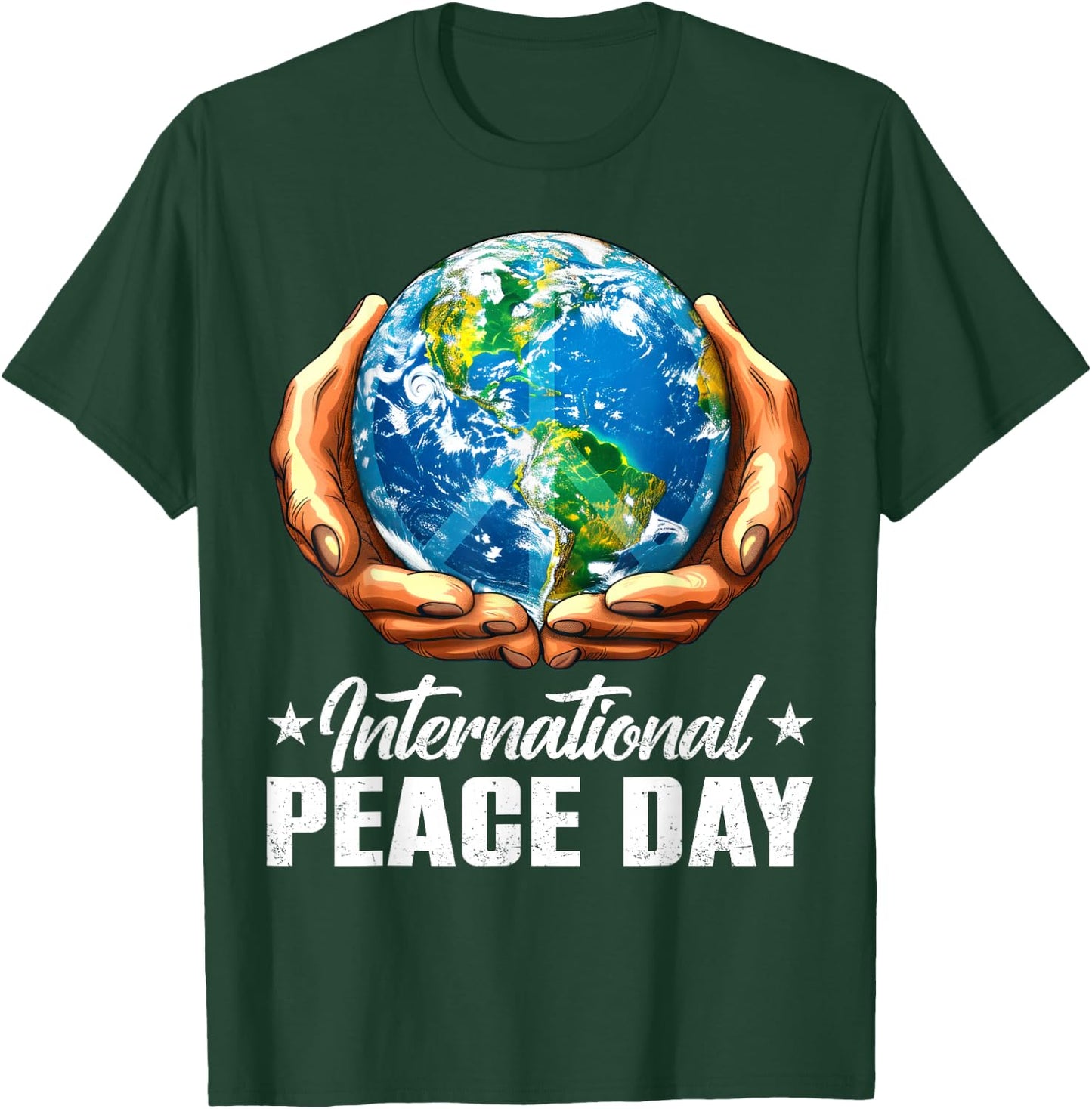 International Day Of Peace Hands Hold Earth World Peace Day T-Shirt - T-Shirt | Forest
