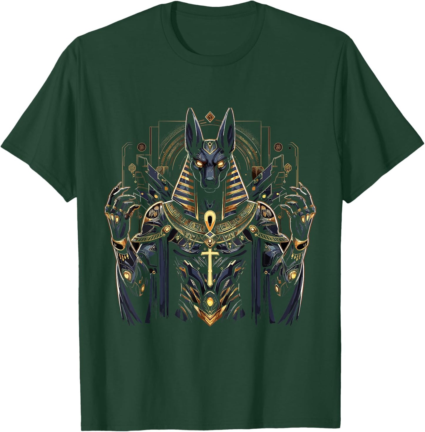 Anubis Ancient Egyptian Hieroglyphics Egypt Pharaoh Anpu T-Shirt - T-Shirt | Forest