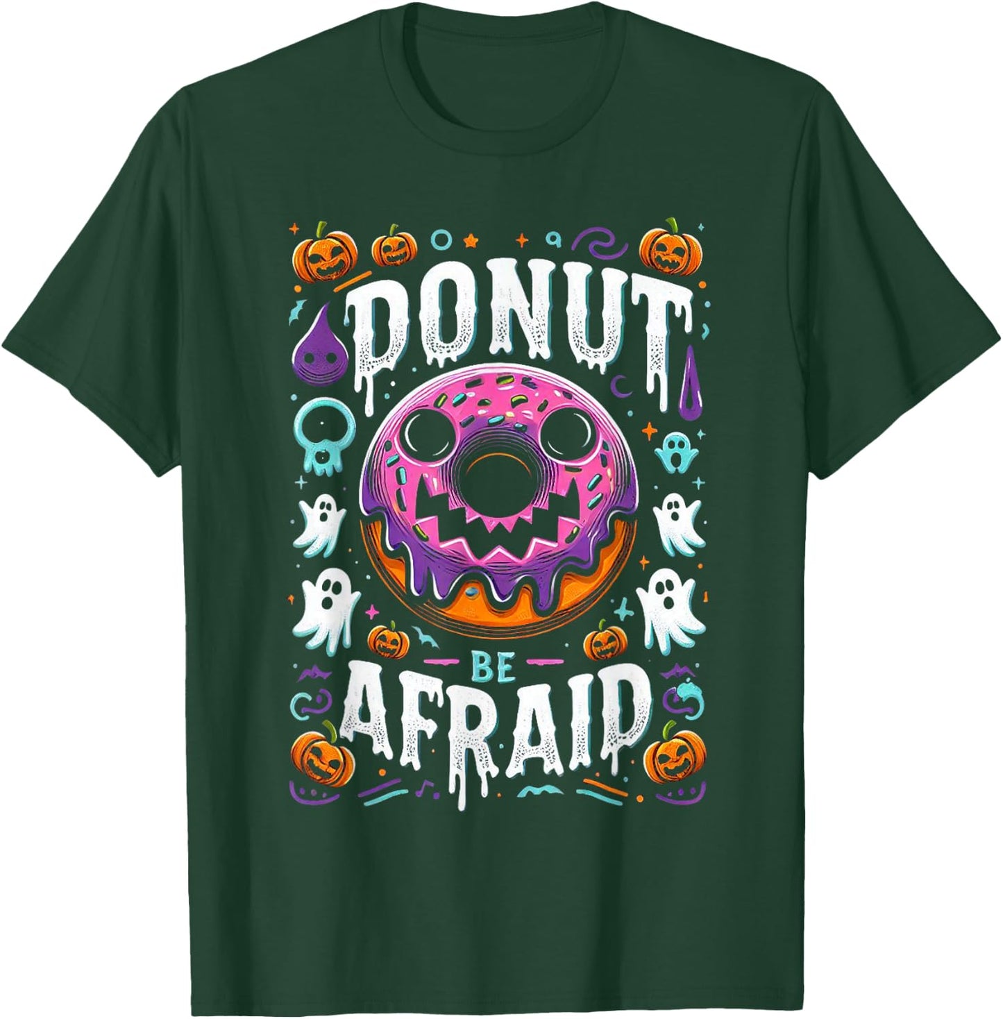 Funny Spooky Donut Treat Sweet Donut Be Afraid Halloween Pun T-Shirt - T-Shirt | Forest
