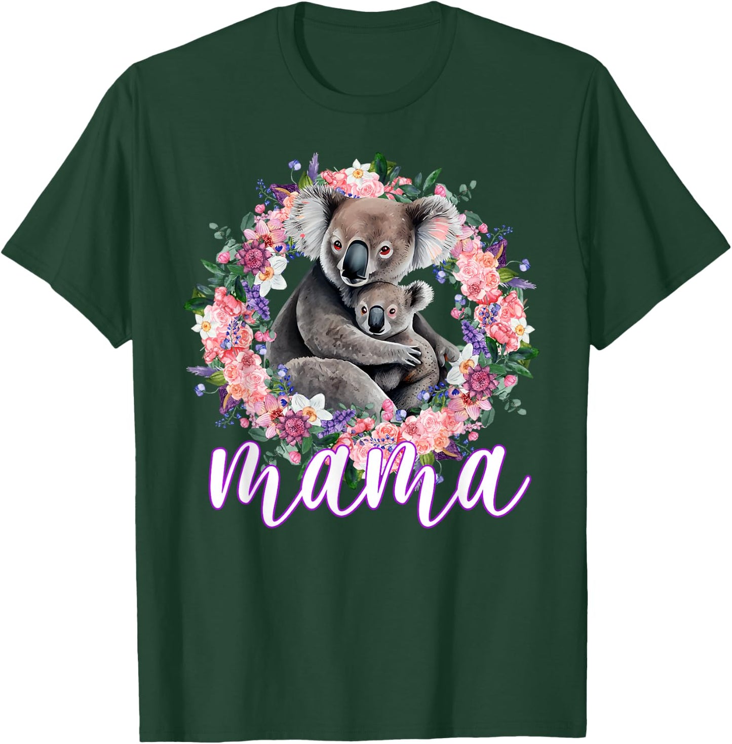 Flowers Mom & Cute Baby Koala - Animal Mama Mother's Day T-Shirt - T-Shirt | Forest