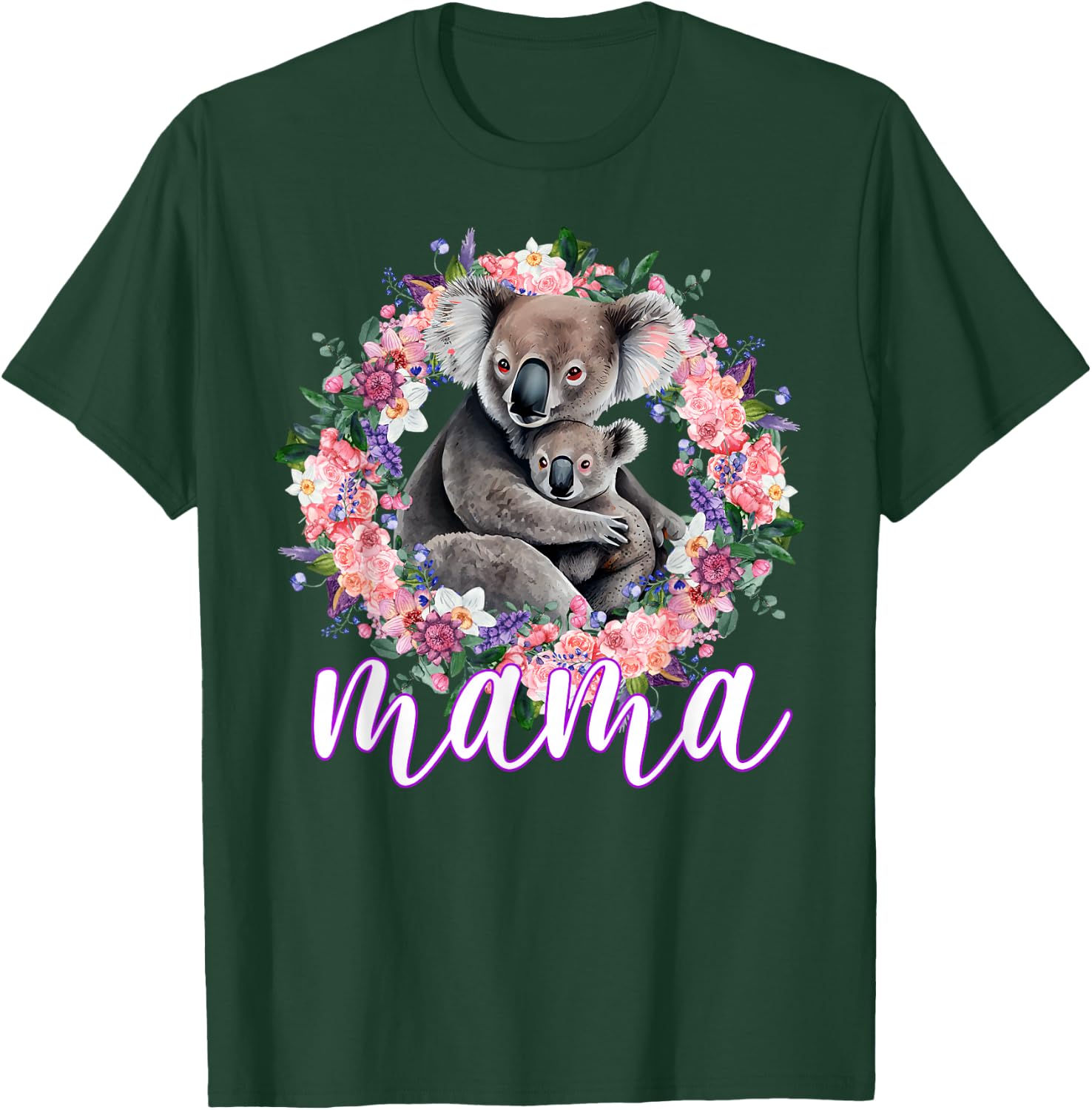 Flowers Mom & Cute Baby Koala - Animal Mama Mother's Day T-Shirt - T-Shirt | Forest