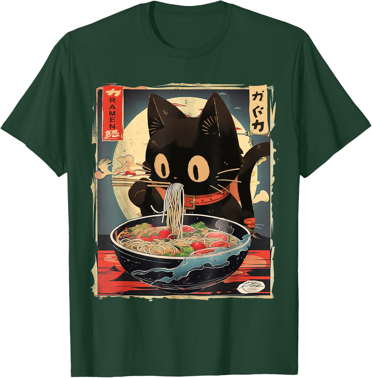 Cat Ramen Manga Anime for Kids Boys Girls Teens Kawaii Cat Eating Ramen Noodles Anime Gift Girls Teens T-Shirt - T-Shirt | Forest