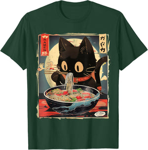 Cat Ramen Manga Anime for Kids Boys Girls Teens Kawaii Cat Eating Ramen Noodles Anime Gift Girls Teens T-Shirt - T-Shirt | Forest