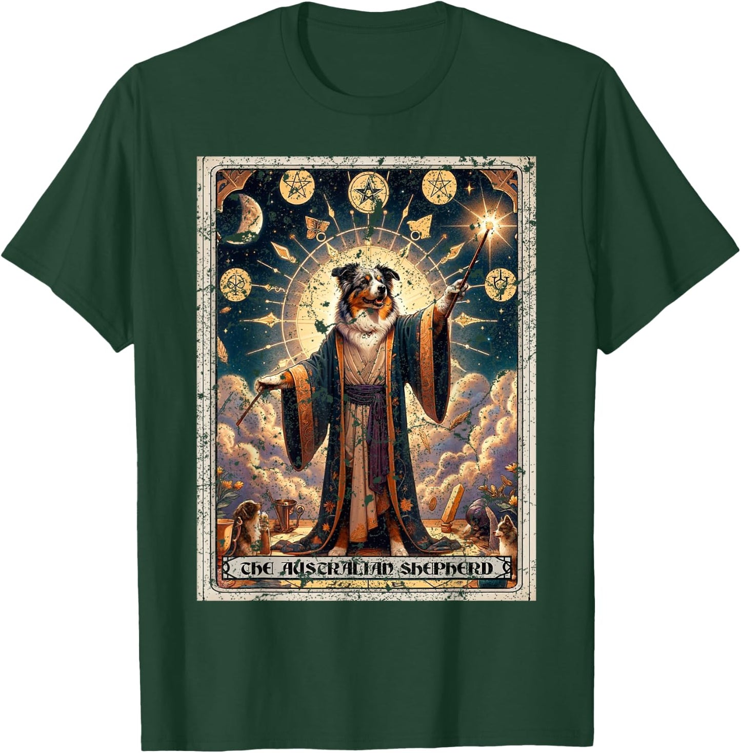 Australian Shepherd Tarot Card Dog T-Shirt - T-Shirt | Forest