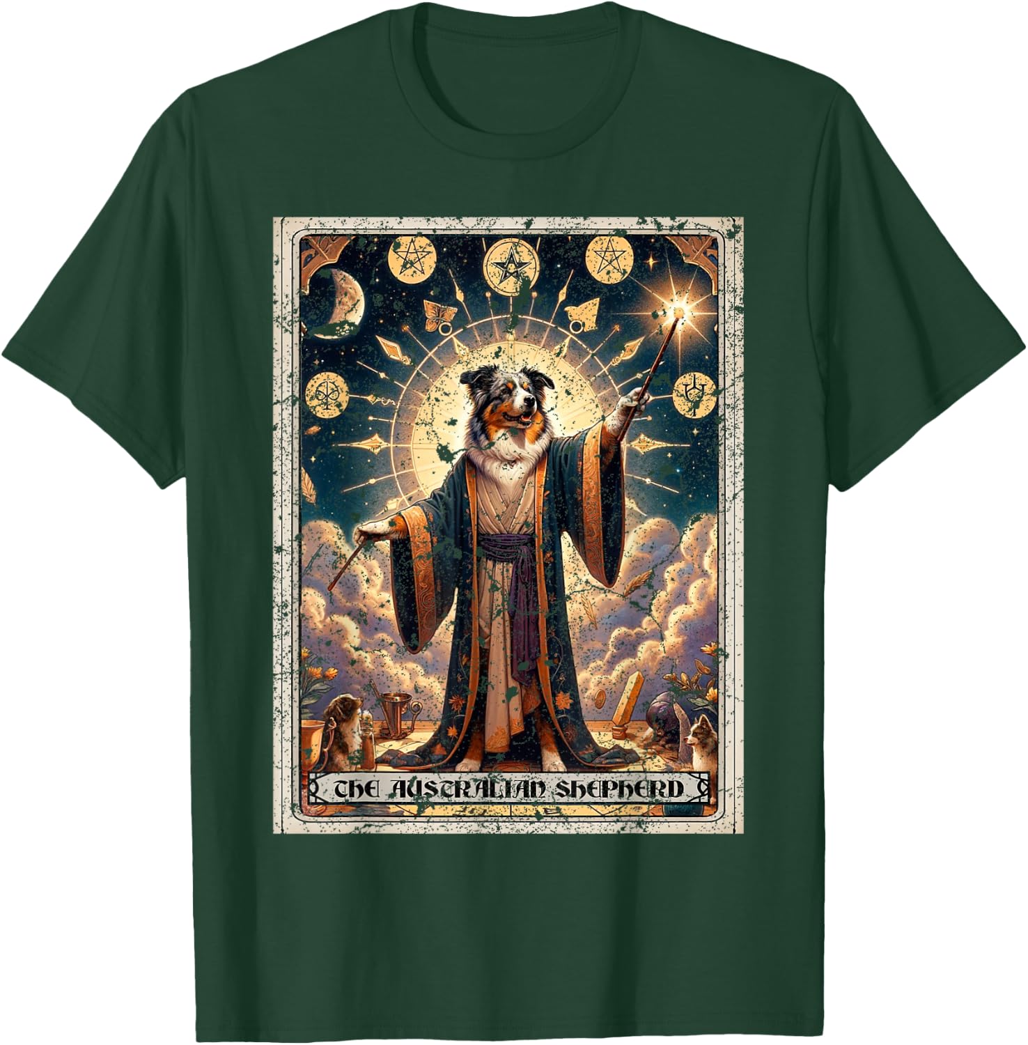 Australian Shepherd Tarot Card Dog T-Shirt - T-Shirt | Forest
