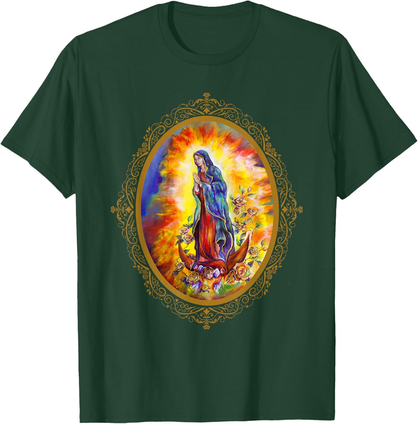 Our Lady of Guadalupe by Amberose Marie Art T-Shirt - T-Shirt | Forest