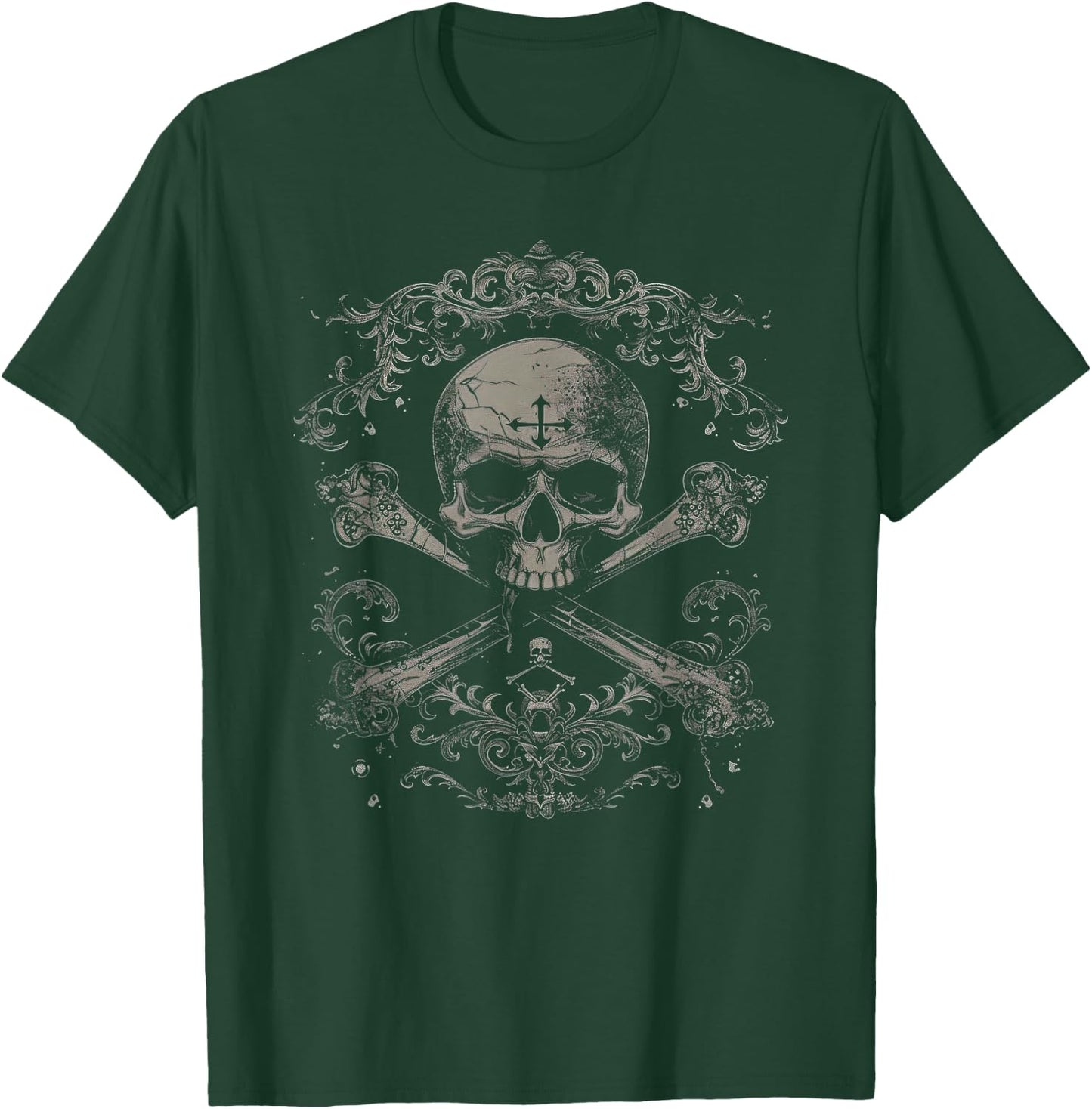 Skull & Crossbones, Pirate Vintage T-Shirt - T-Shirt | Forest