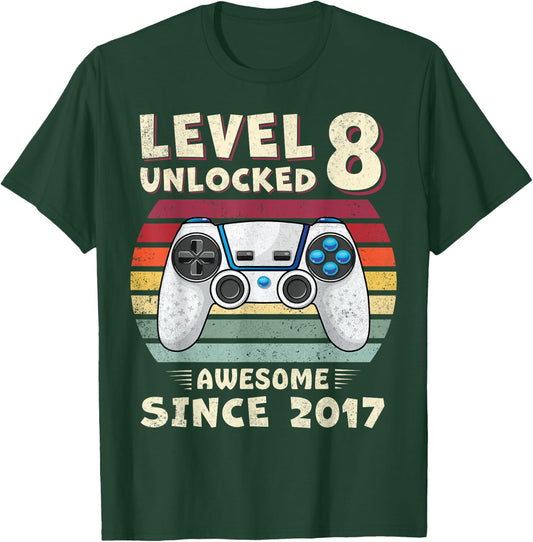 8 Year Old BDay Decorations Son Boy 8yr 2017 8th Birthday T-Shirt - T-Shirt | Forest