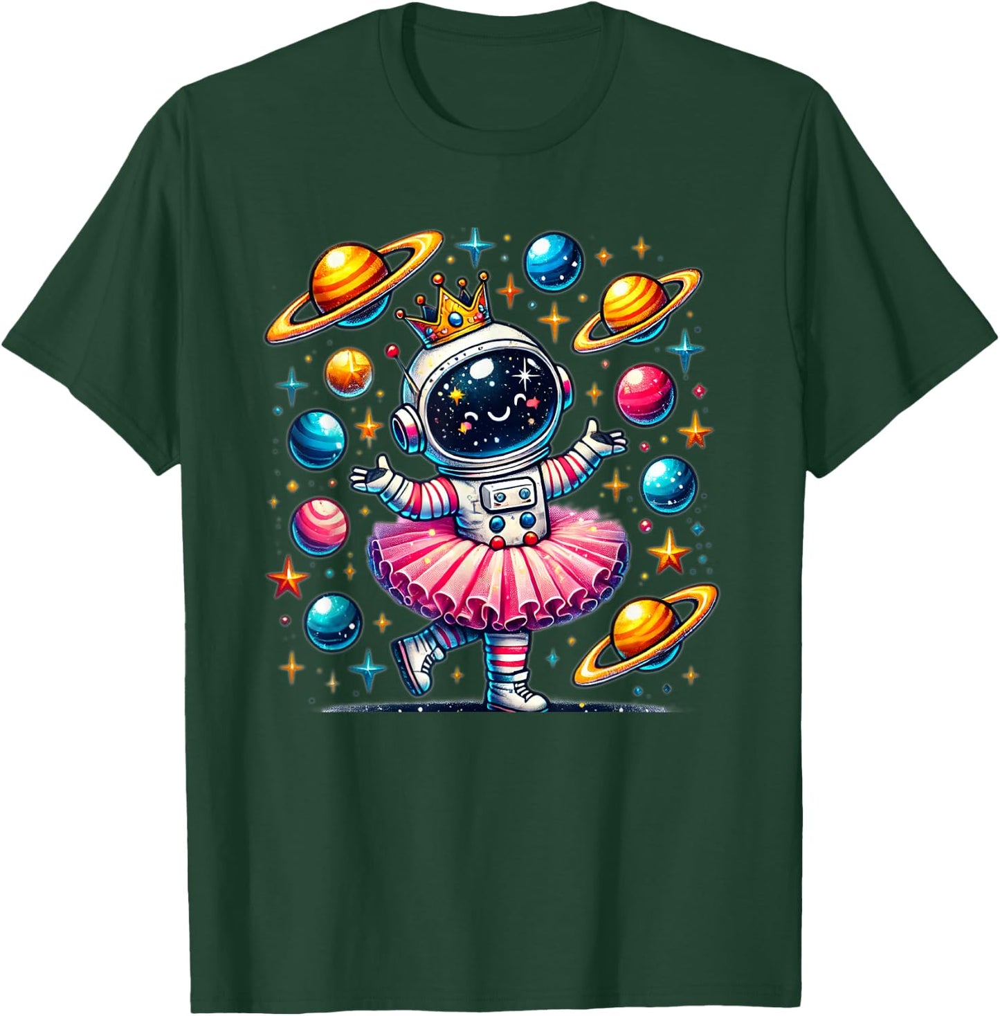 Ballerina Girl Space Astronaut T-Shirt - T-Shirt | Forest