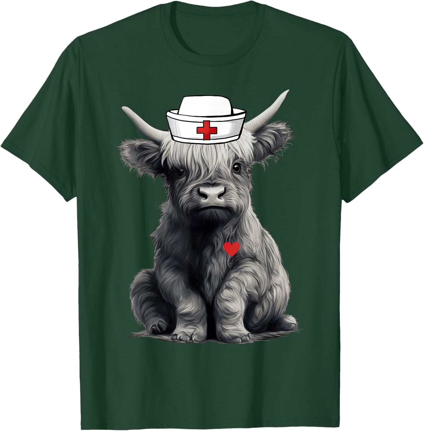 Cute Highland Cow Nurse Farm Cow Animal Lover Nursing T-Shirt - T-Shirt | Forest