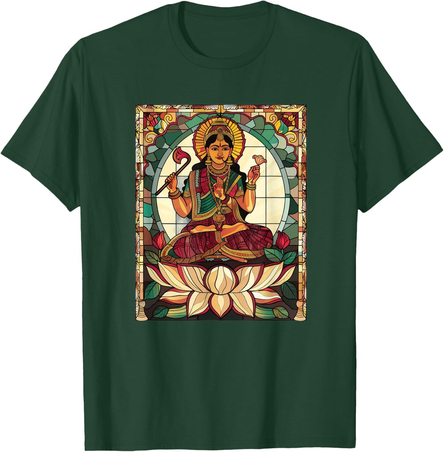 Saraswati Stained Glass T-Shirt - T-Shirt | Forest