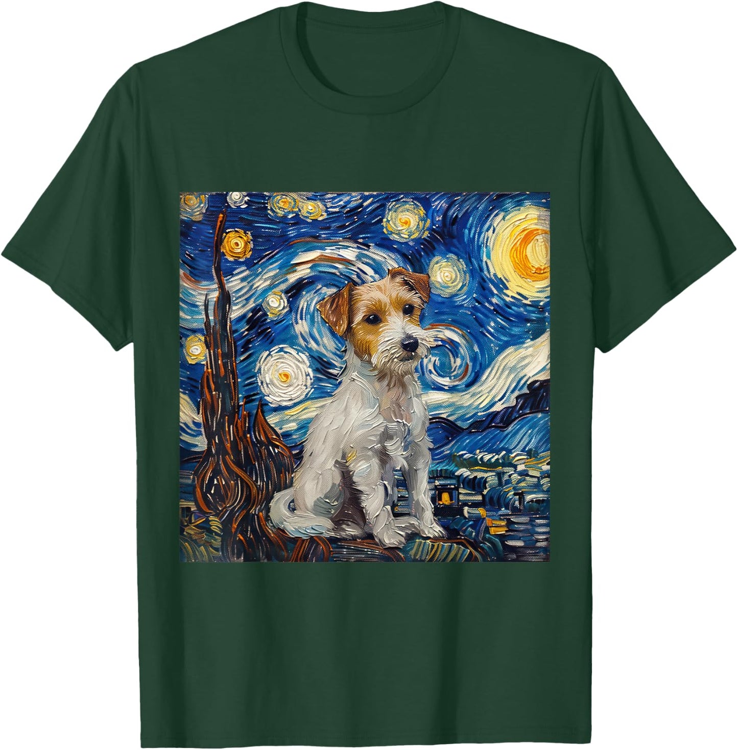 Jack Russel Terrier Van Gogh Starry Night T-Shirt - T-Shirt | Forest