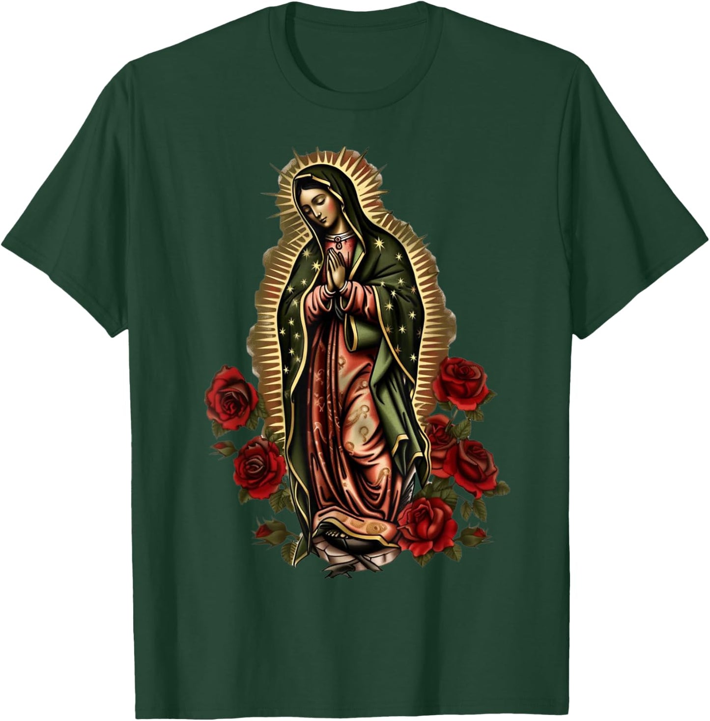 Our Lady De Guadalupe Sant Mary for Christians, Catholics T-Shirt - T-Shirt | Forest