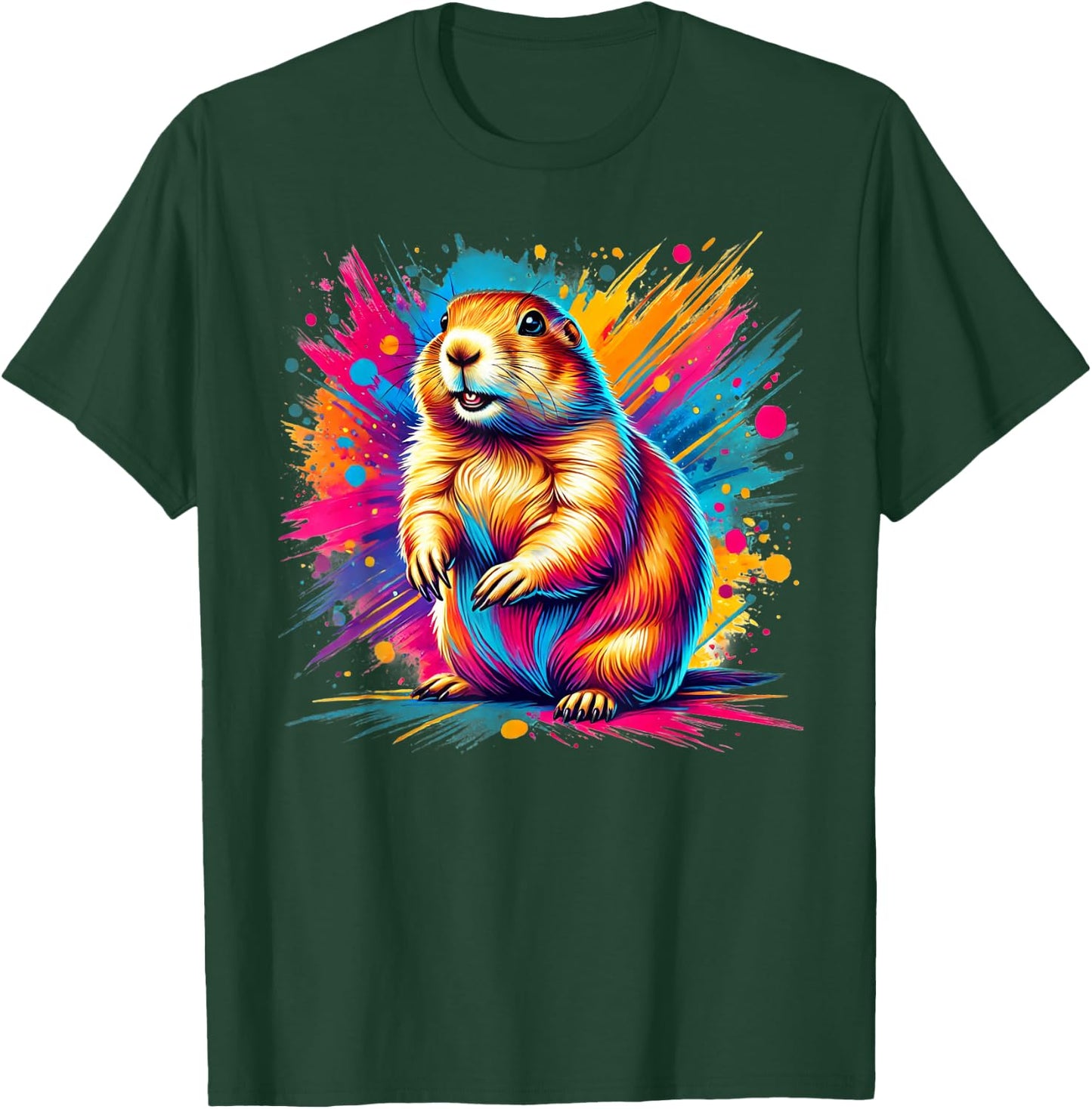 Cool Prairie Dog On Colorful Painted Prairie Dog Men Women Kids T-Shirt - T-Shirt | Forest
