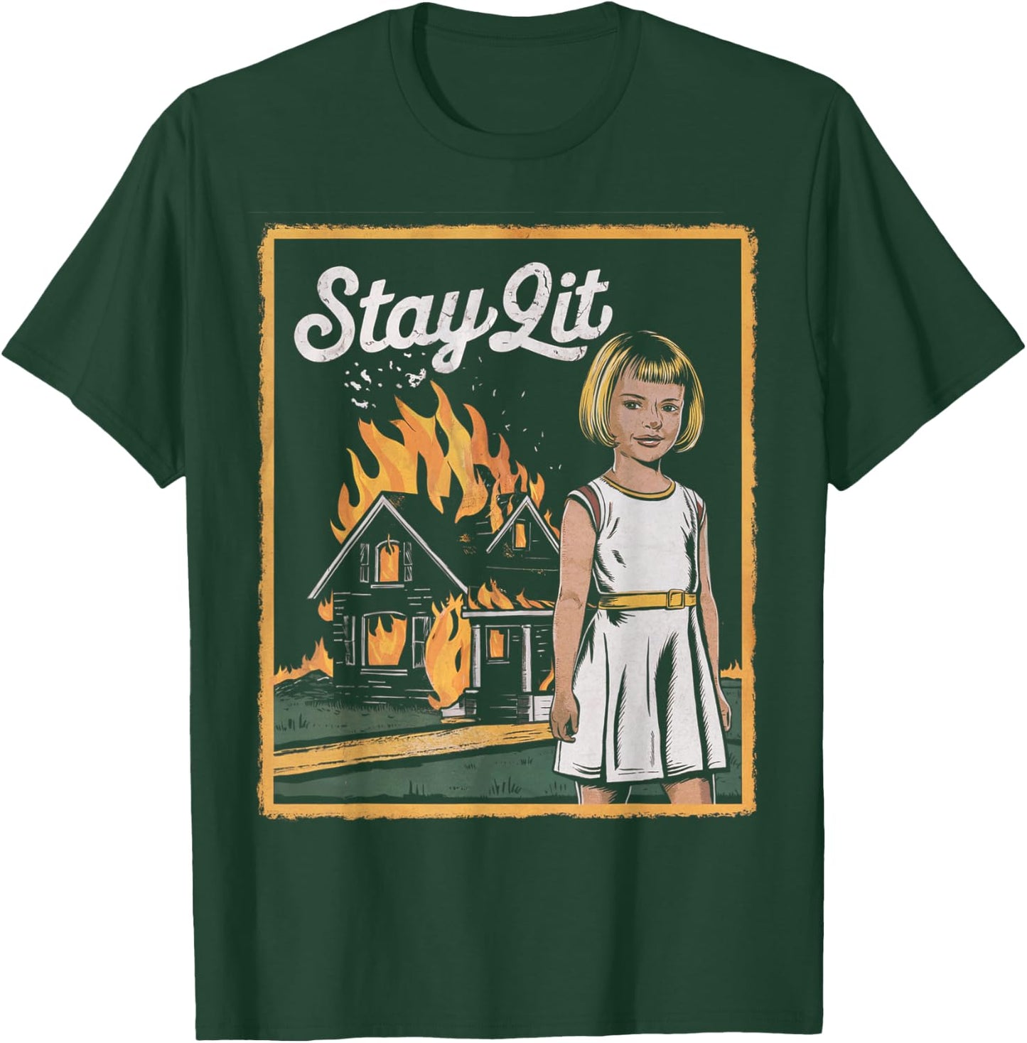 Vintage Horror Movie Lover Retro Halloween Shirt Stay Lit T-Shirt - T-Shirt | Forest