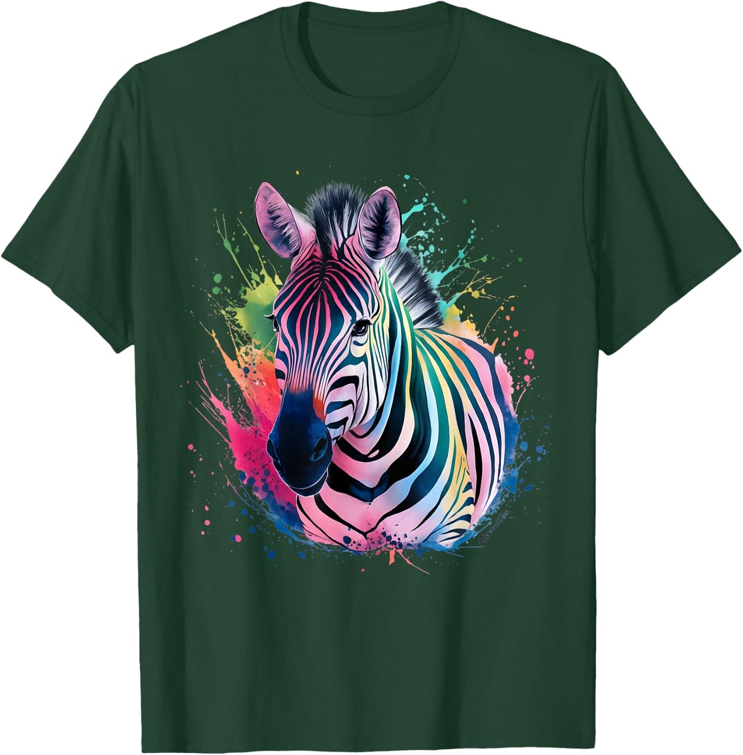 Zebra Men Woman Colorful Watercolor Zebra T-Shirt - T-Shirt | Forest