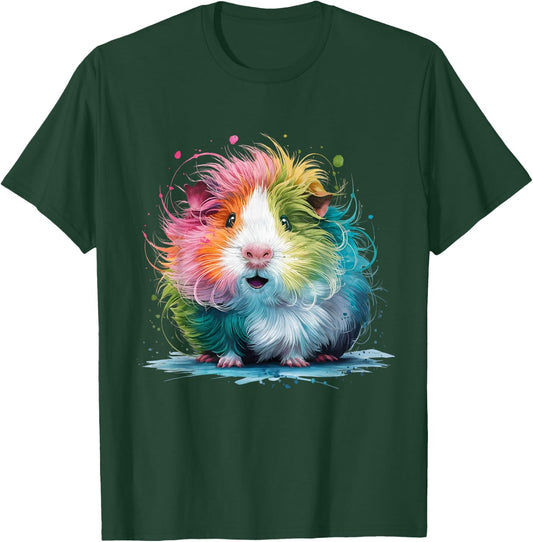 Guinea Pigs Men Woman Colorful Watercolor Guinea Pig T-Shirt - T-Shirt | Forest