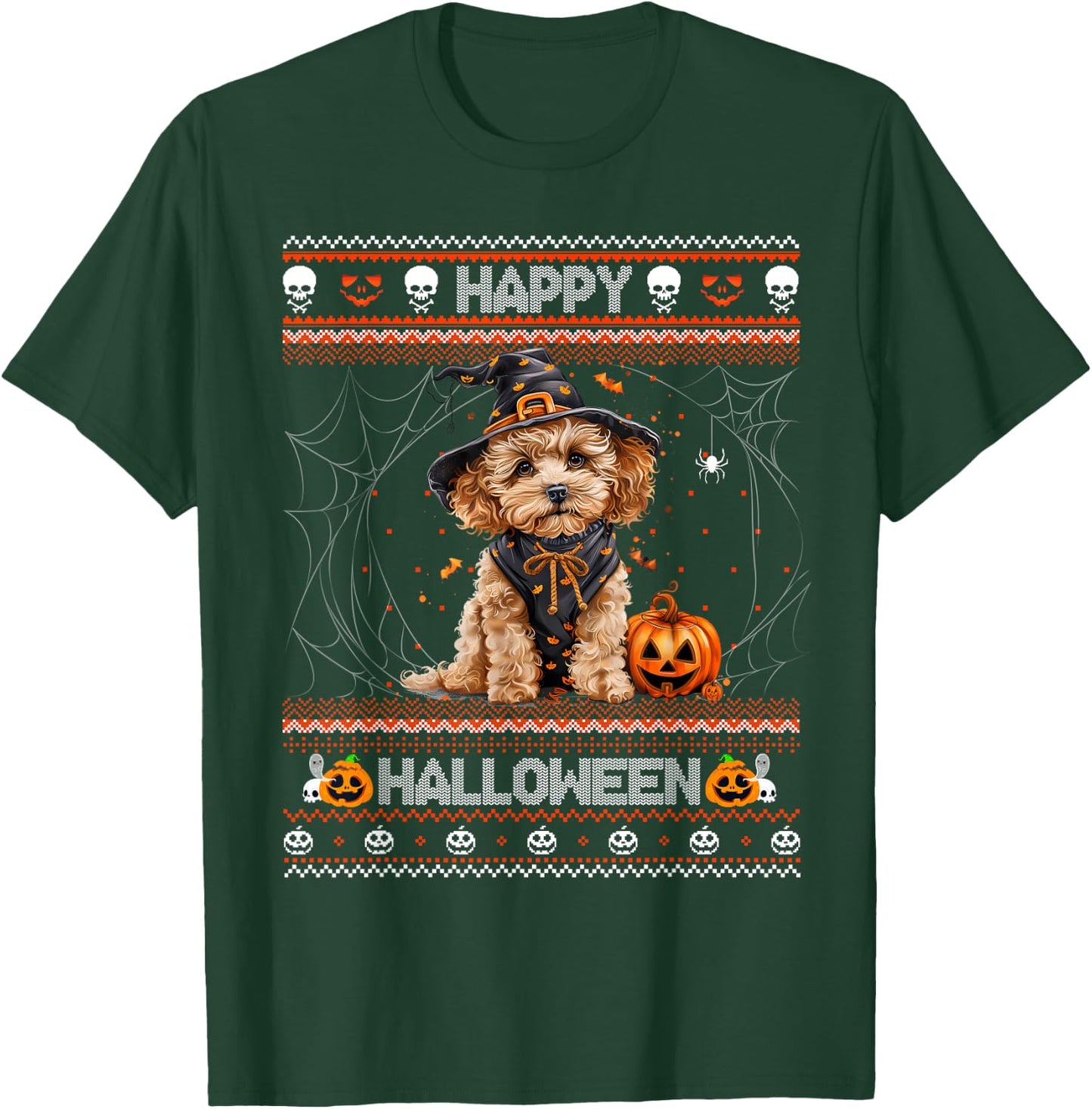 Happy Halloween Ugly Poodle Howl-o-ween Pumpkin Dog lover T-Shirt - T-Shirt | Forest