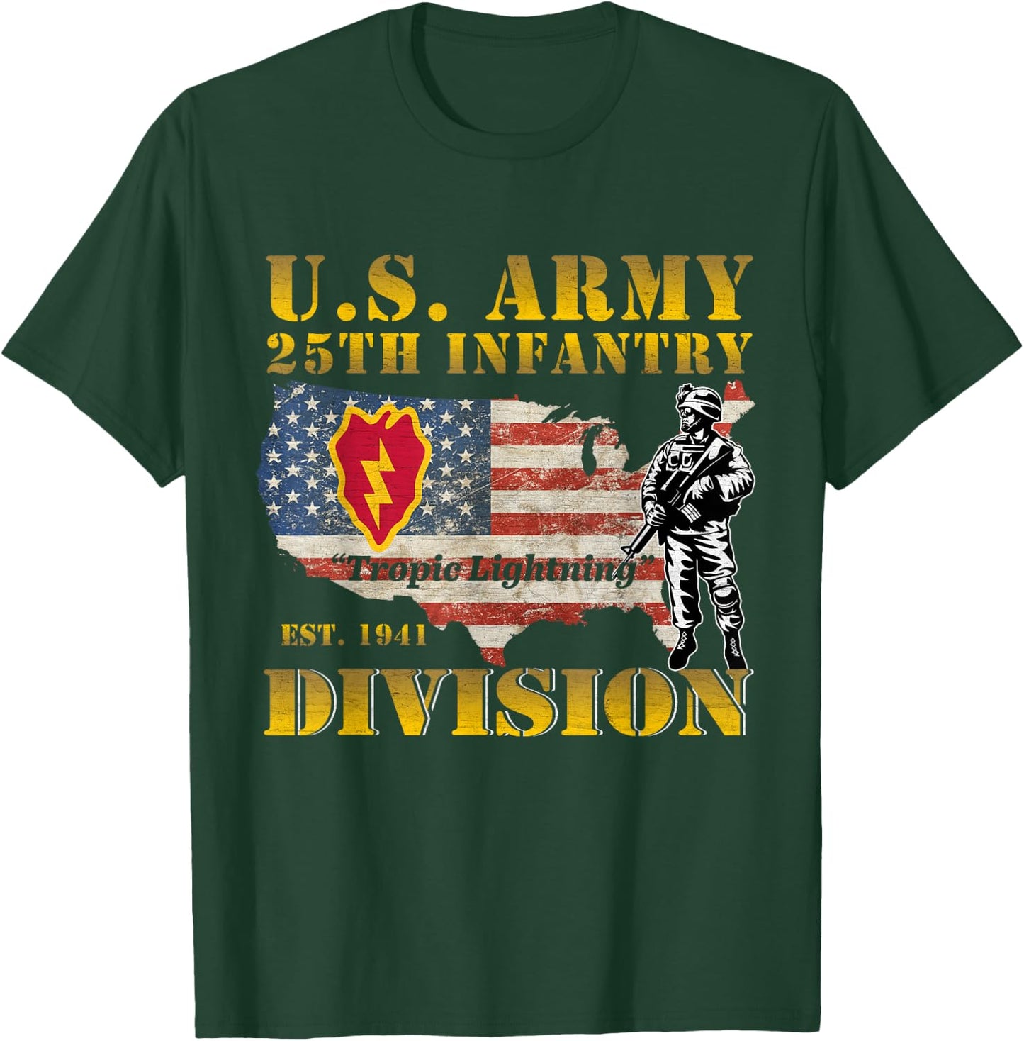 Tropic Lightning 25th Infantry Division Hawaii Gifts T-Shirt - T-Shirt | Forest
