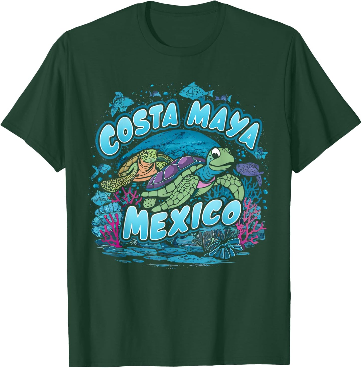 Costa Maya Mexico Turtle Vacation Souvenir Beach T-Shirt - T-Shirt | Forest