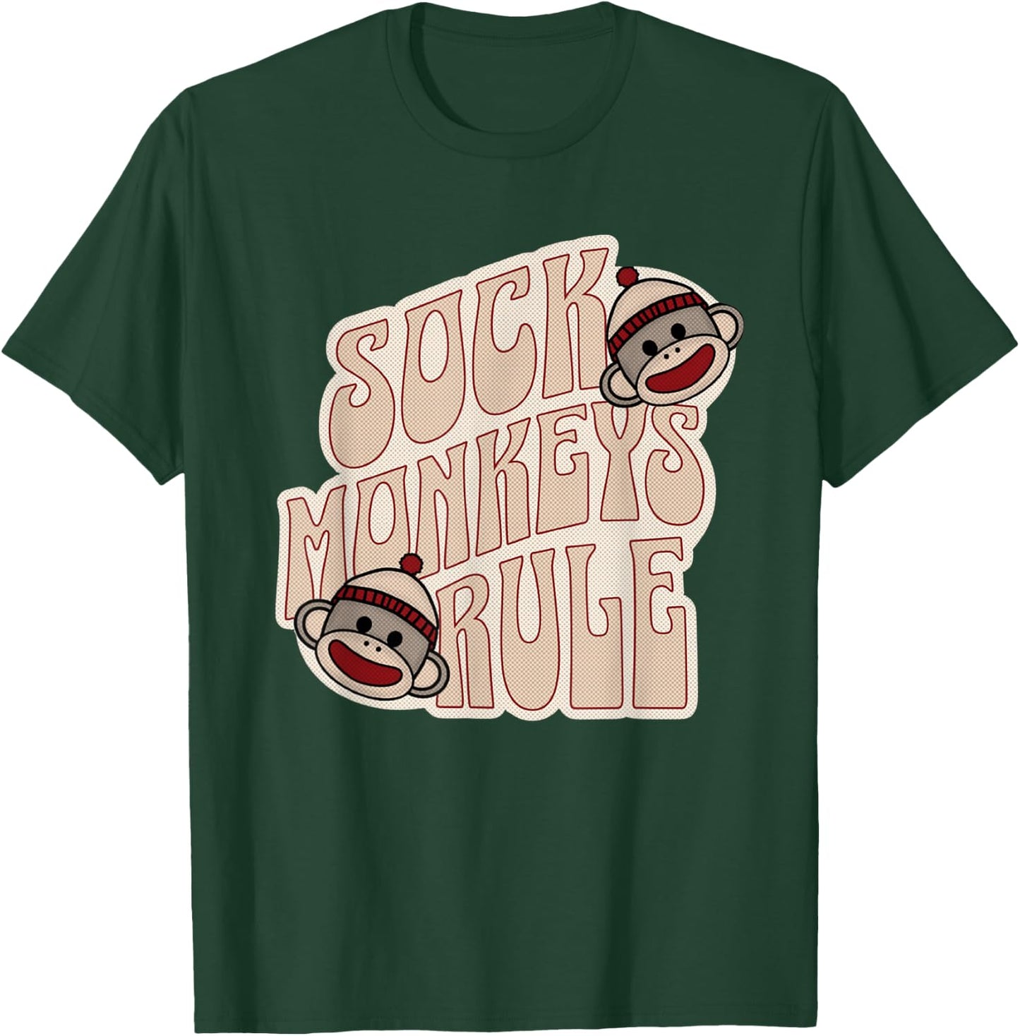 Sock Monkeys Rule Groovy Logo Vintage Sock Monkeys T-Shirt - T-Shirt | Forest