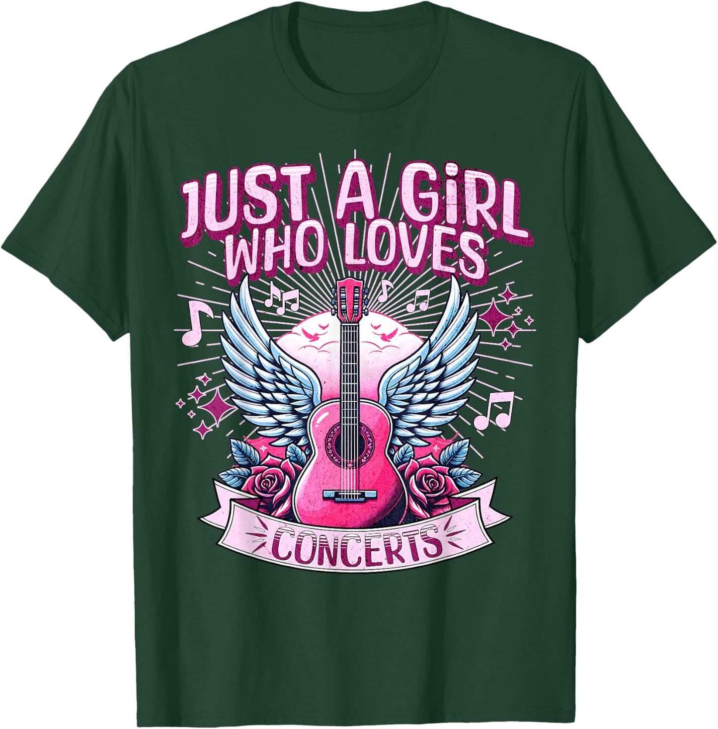 Just A Girl Who Loves Concerts Cute Rock Concert Fans T-Shirt - T-Shirt | Forest