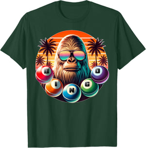 Funny Bingo Shirts Bingo Player Caller Bigfoot T-Shirt - T-Shirt | Forest