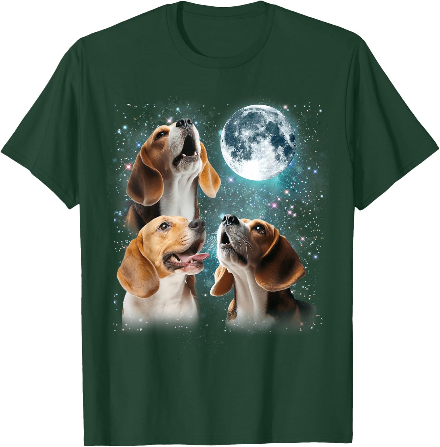 3 Beagle Moon Howling Beagle Head Funny Gifts Women T-Shirt - T-Shirt | Forest