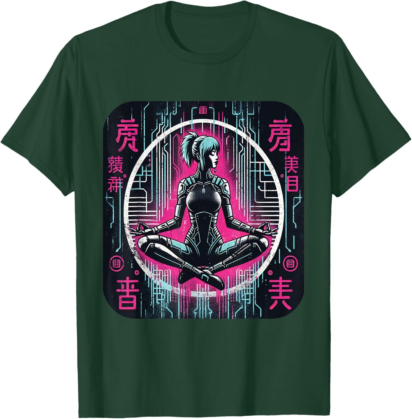 Woman Manga Futuristic Cyberpunk Aesthetic T-Shirt - T-Shirt | Forest