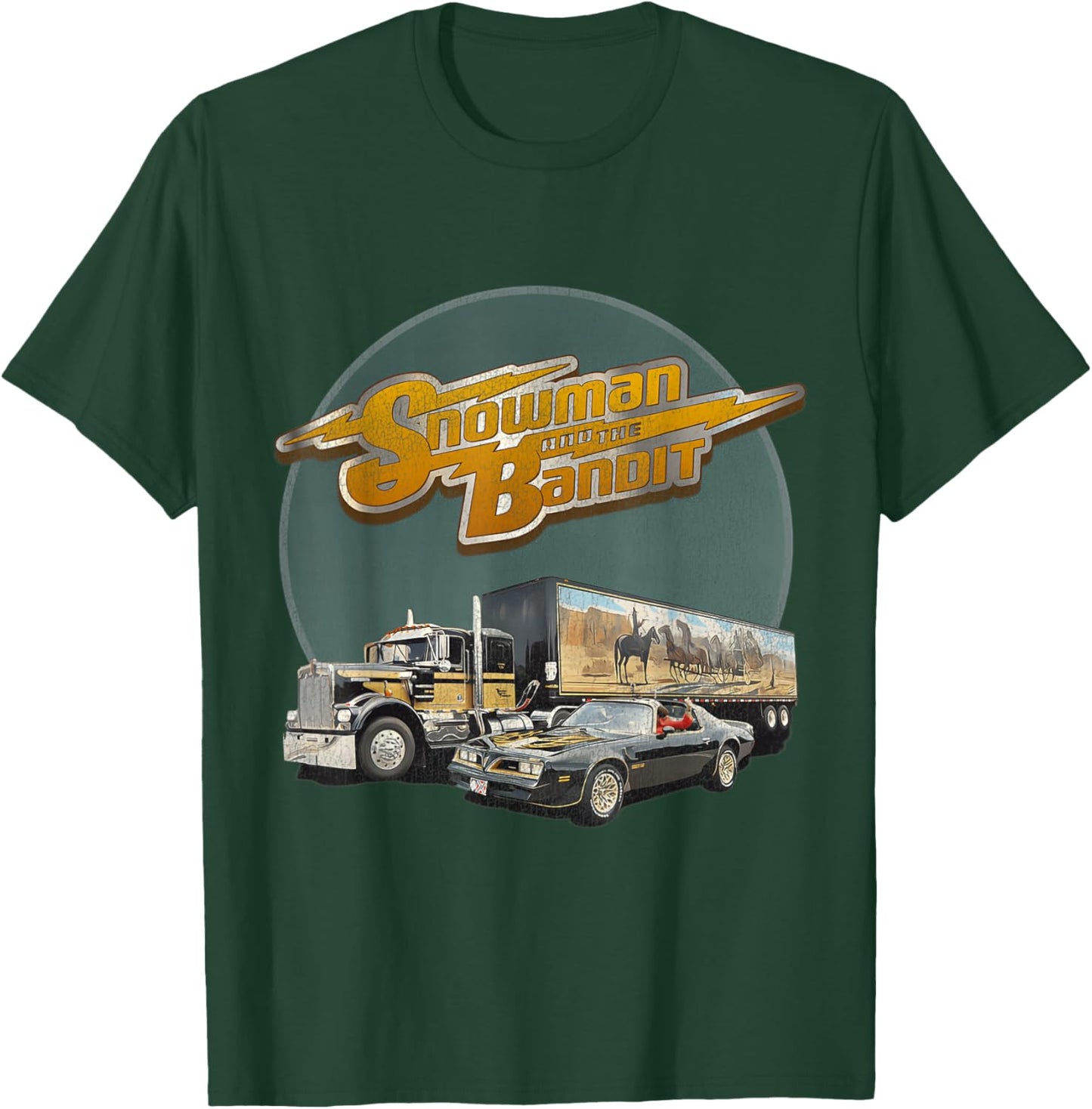 Huiibao Adult Retro Trucking Snowman And The Bandit - Black, Small T-Shirt - T-Shirt | Forest