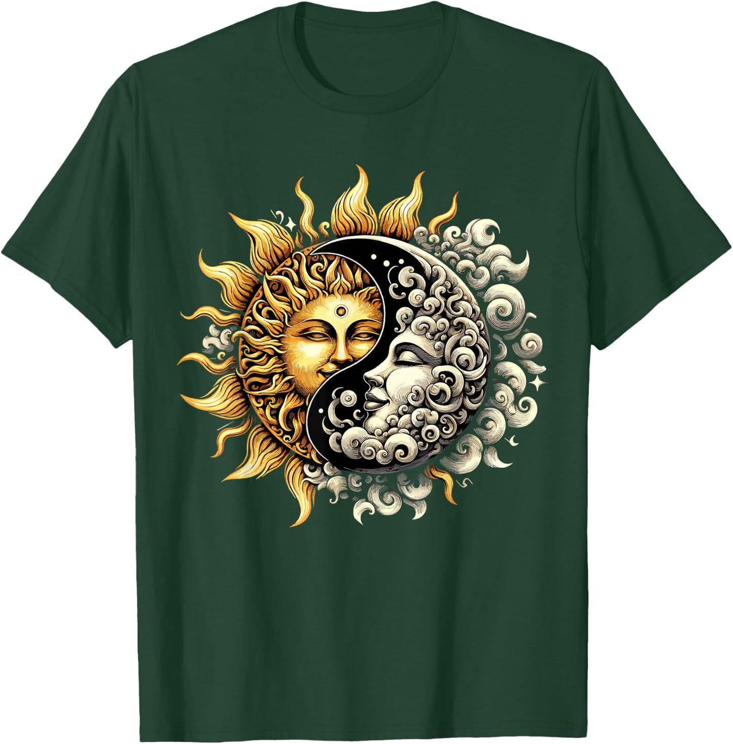 Sun and Moon Yin Yang T-Shirt - T-Shirt | Forest