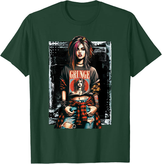 Punk Grunge Girl Graffiti 90s Retro Distressed Vintage T-Shirt - T-Shirt | Forest