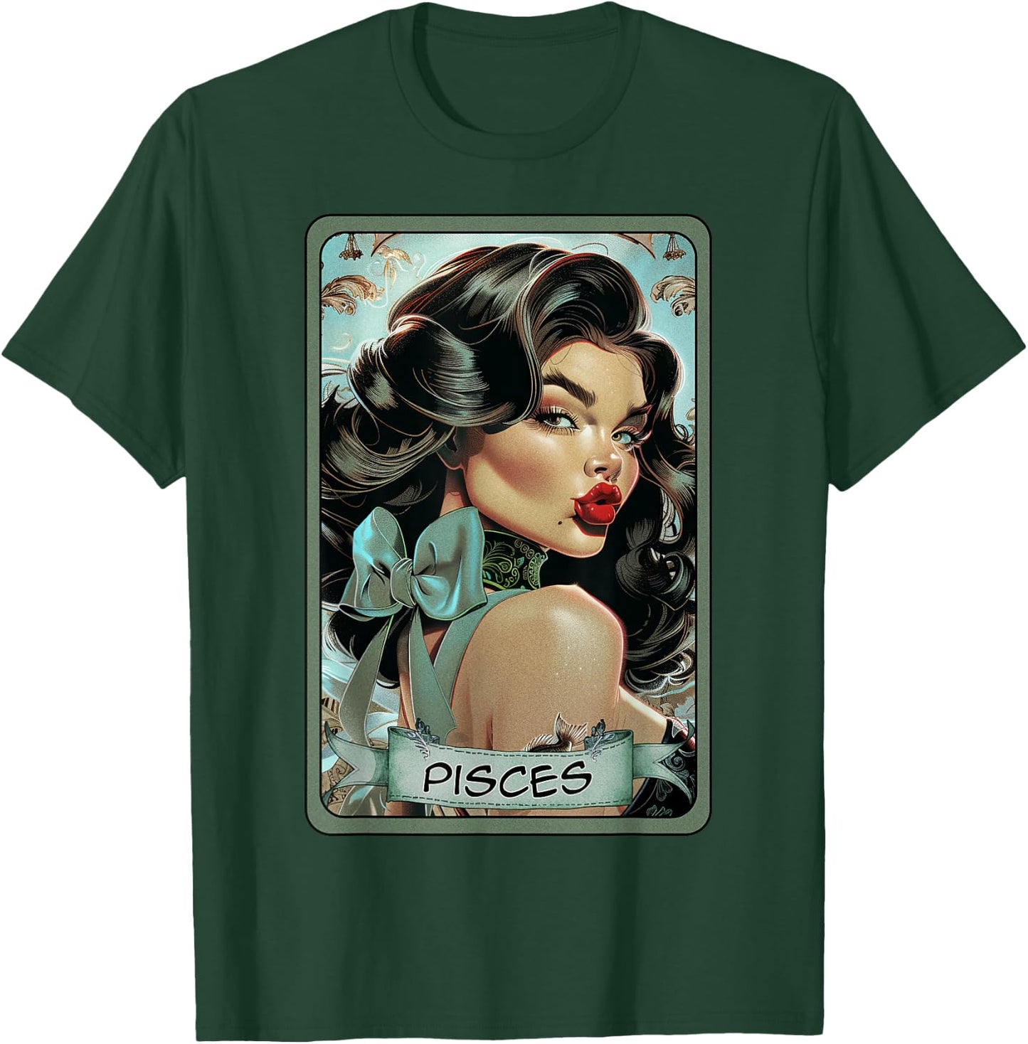 Pisces Tarot Card Pin Up Girl Sexy Astrology Birthday Fish T-Shirt - T-Shirt | Forest