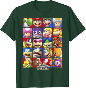 Super Mario Bros U Deluxe Character Selection Panel Grid T-Shirt - T-Shirt | Forest