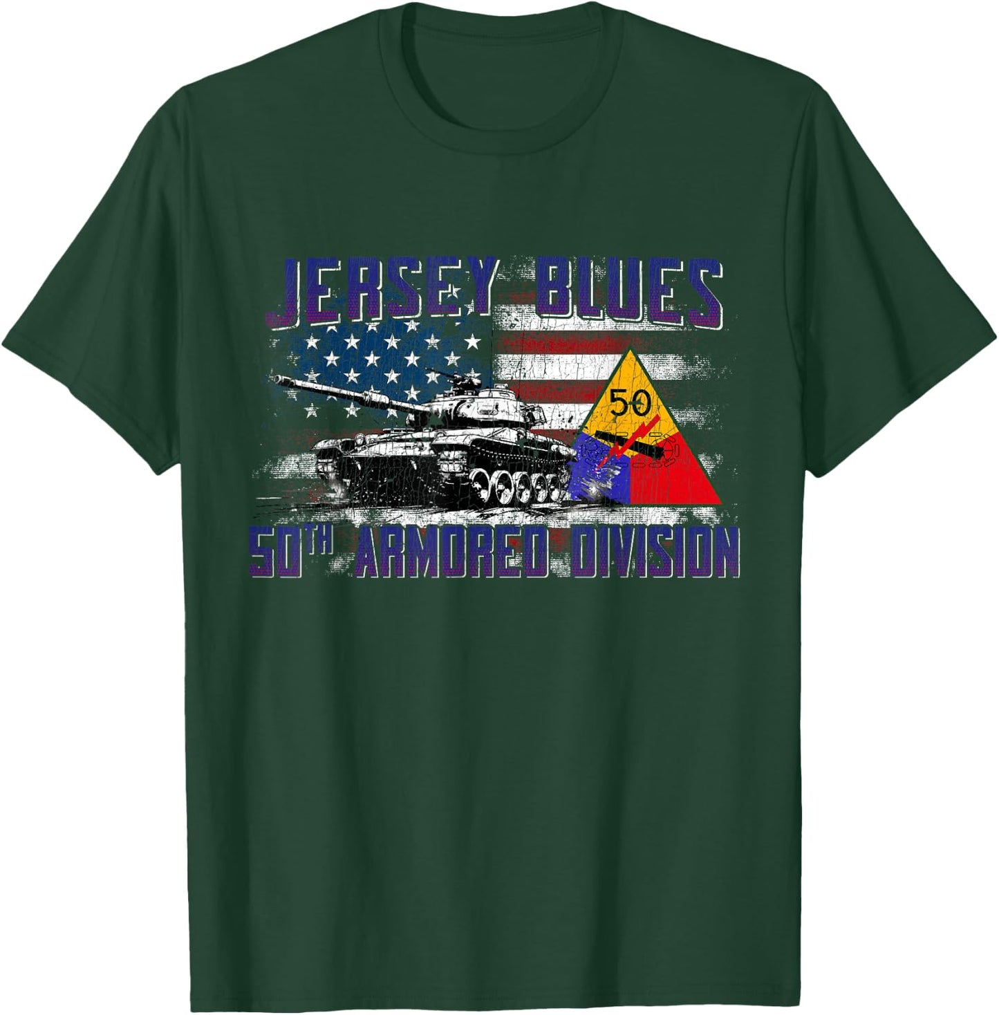 Veteran 50th Armored Division Jersey Blues Vintage Gifts T-Shirt - T-Shirt | Forest