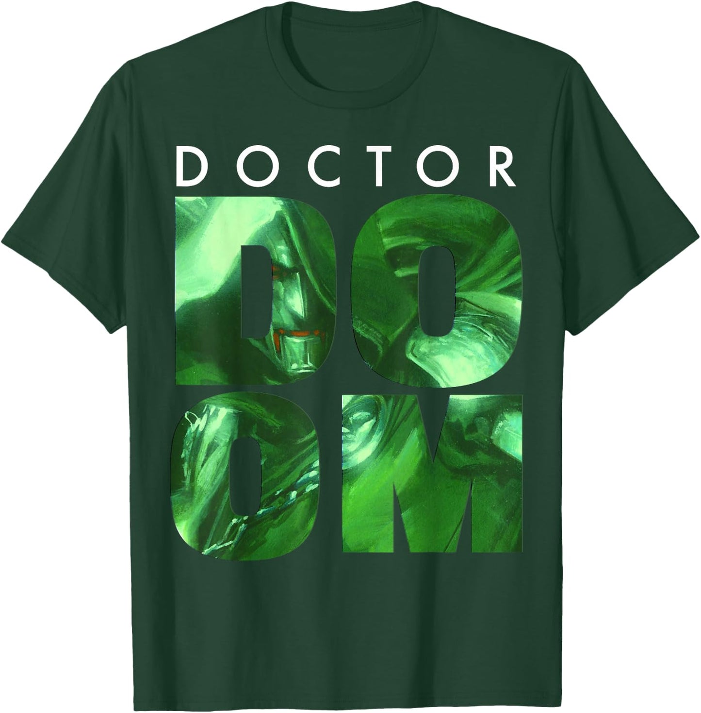 Marvel Doctor Doom Large Stacked Portrait Fill Text T-Shirt - T-Shirt | Forest