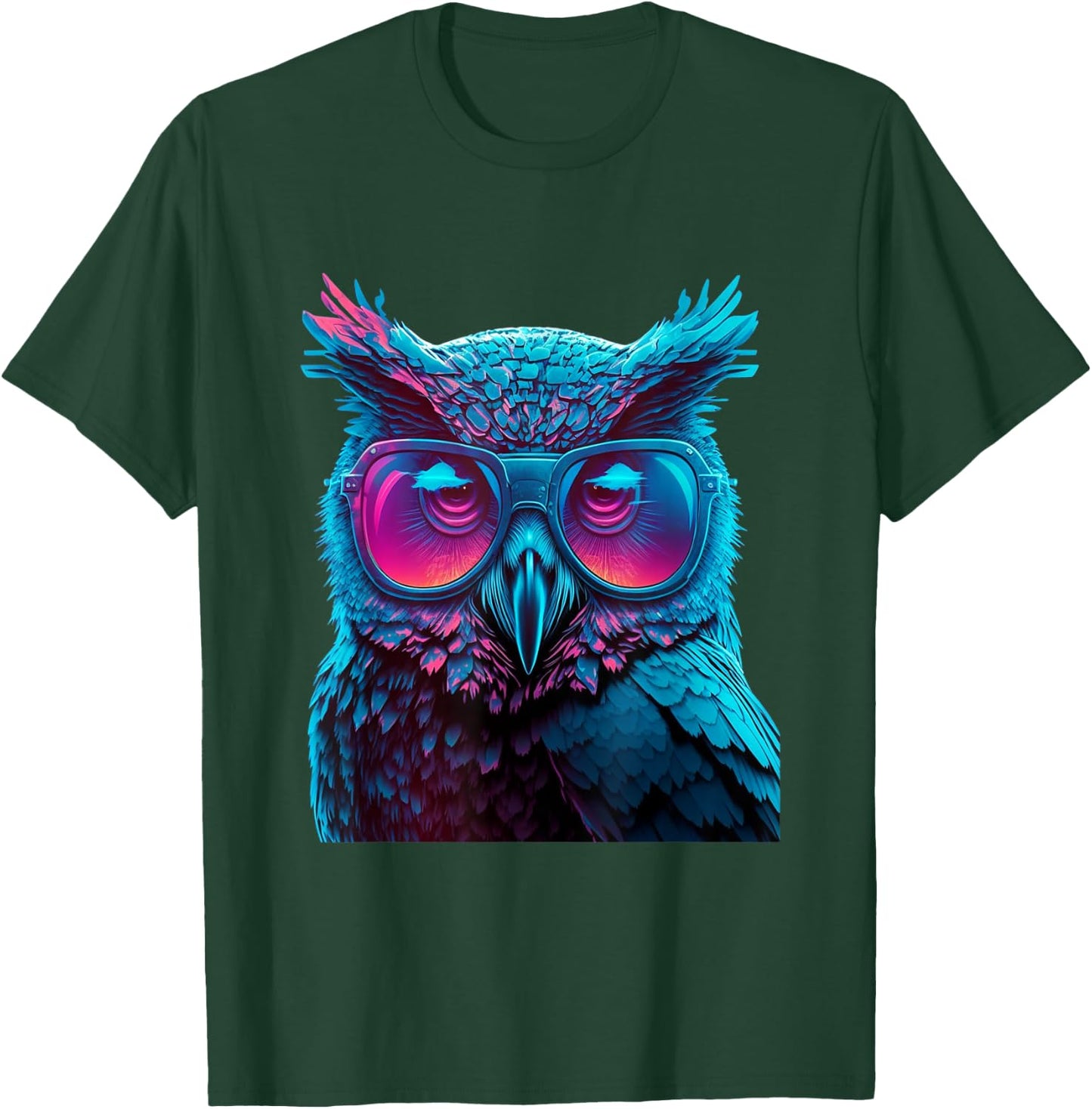 Colorful Owl wearing glasses graphic T-Shirt - T-Shirt | Forest