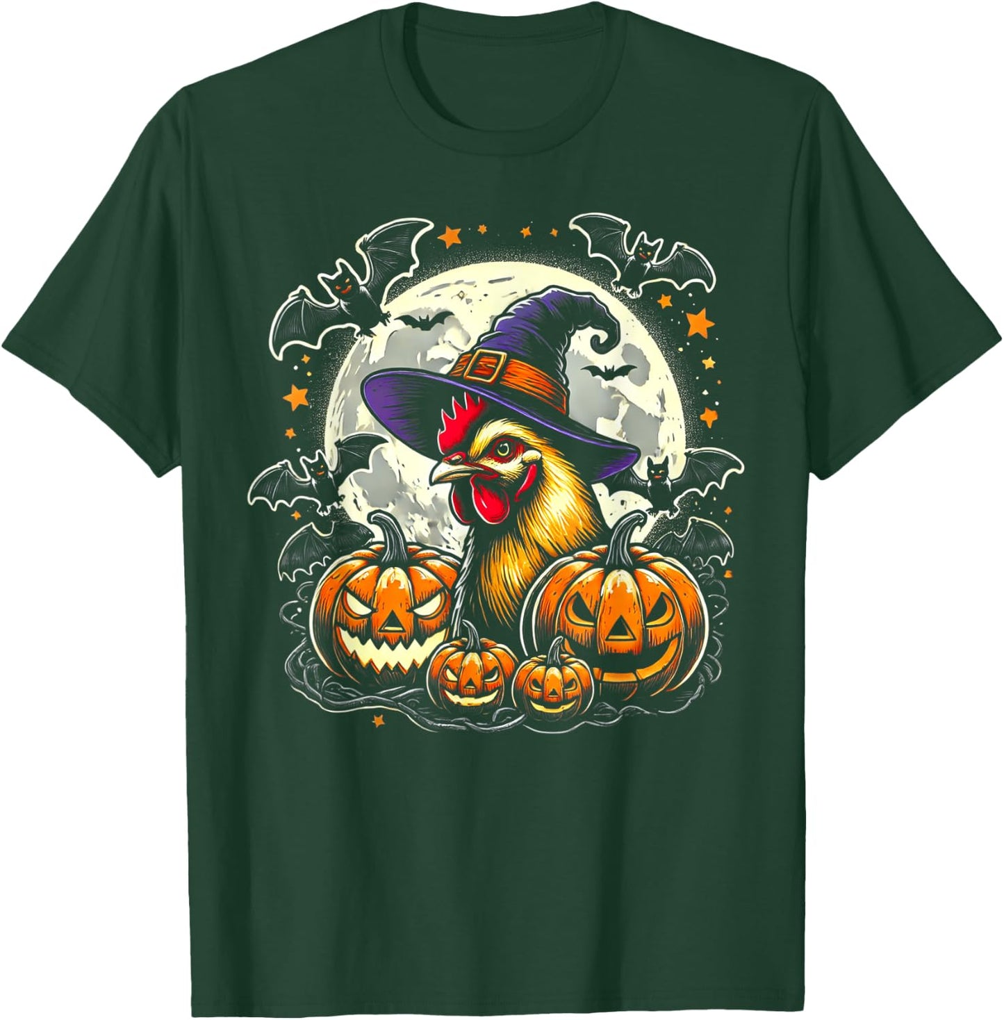 Chicken Halloween Witch Decor T-Shirt - T-Shirt | Forest