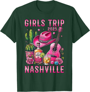 Girls Trip Nashville 2025 Summer Vacation Ladies Weekend T-Shirt - T-Shirt | Forest