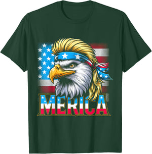 4th of July Patriotic Funny Eagle July 4th USA Merica Kids Men T-Shirt - T-Shirt | Forest