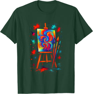 Swirl Painting - Artist Brushes Abstract Art T-Shirt - T-Shirt | Forest