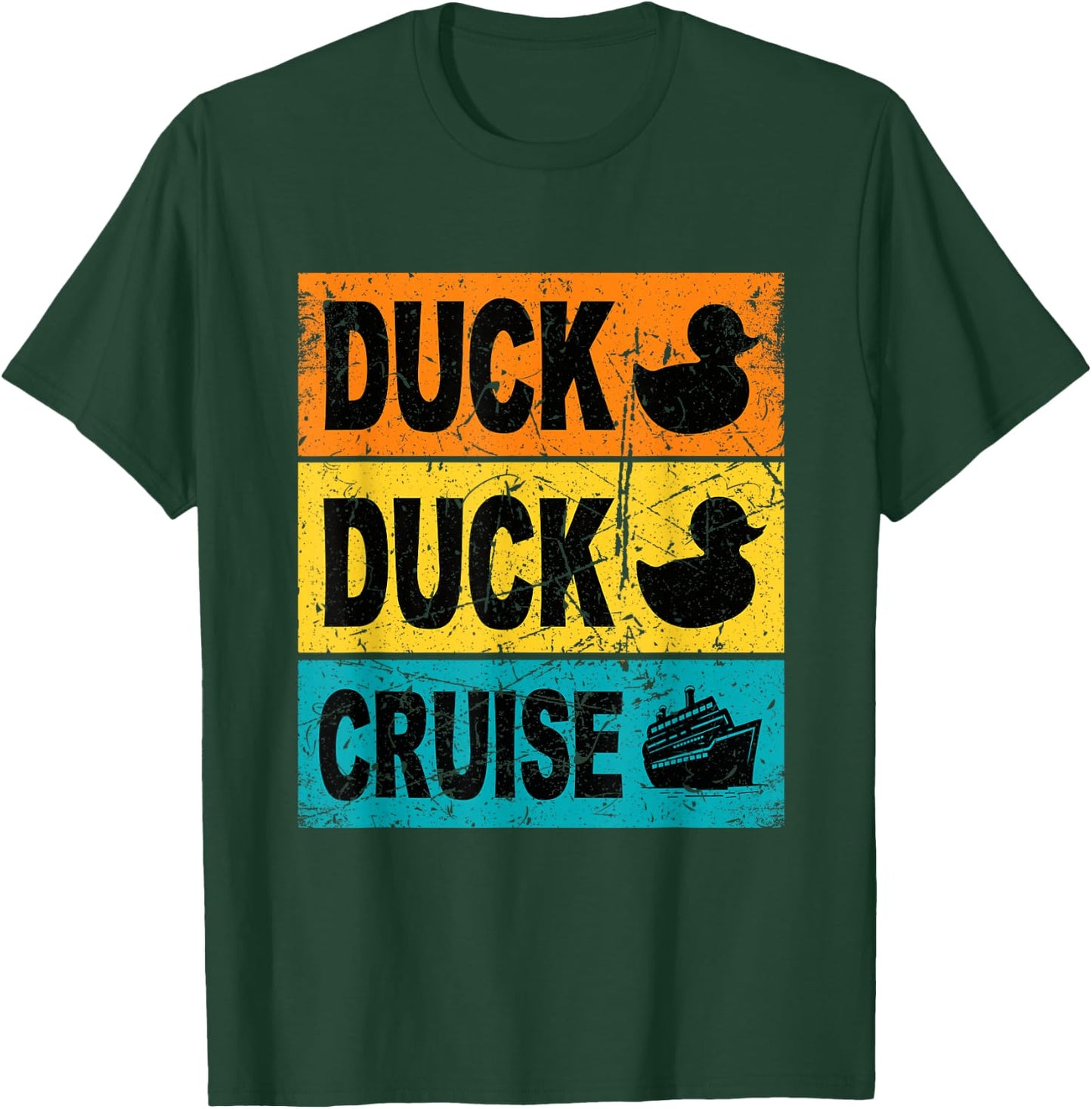 Retro Duck Duck Cruise Shirt Tags Caribbean Cruise Vacation T-Shirt - T-Shirt | Forest